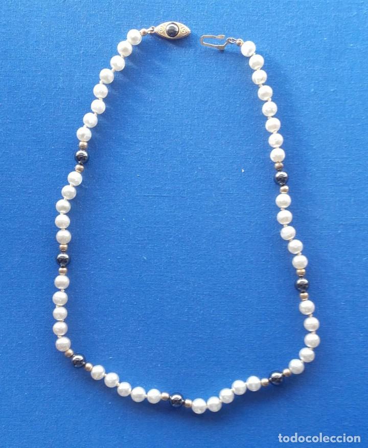 Joyeria: Collar vintage de perlas blancas y negras. Sin usar - Foto 1