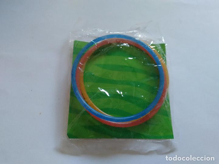 Schmuck: LOTE SIN ABRIR 3 PULSERAS DE PL&Aacute;STICO DE COLORES, SAL&Iacute;AN EN ALGUNA REVISTA (A&Ntilde;OS 90)