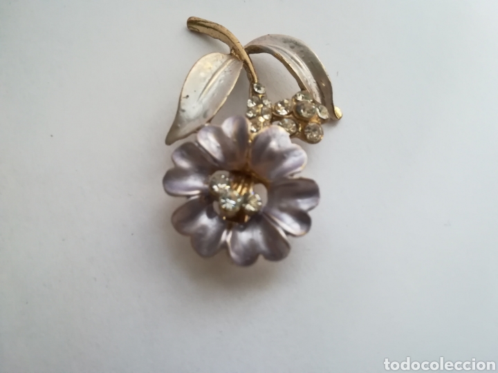 Joyeria: Broche en forma de flor con circonitas y esmalte. Perfecto. - Foto 2