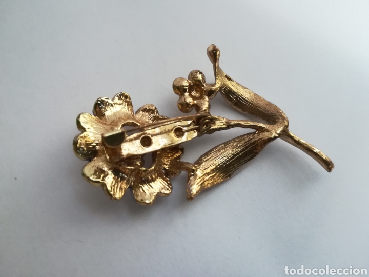Joyeria: Broche en forma de flor con circonitas y esmalte. Perfecto. - Foto 3