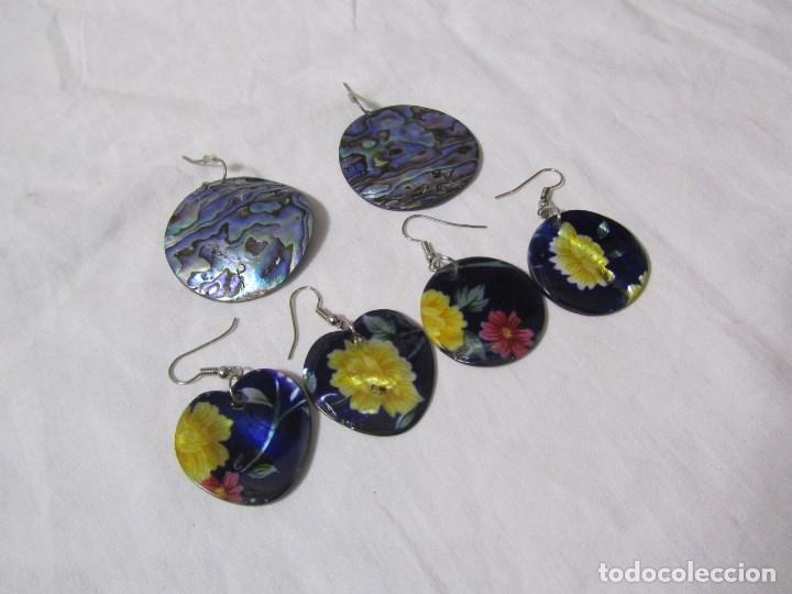 Joyeria: 3 pares de pendientes de n&aacute;car - Foto 2