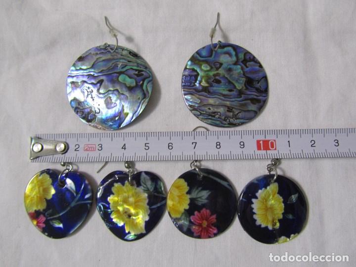 Joyeria: 3 pares de pendientes de n&aacute;car - Foto 3