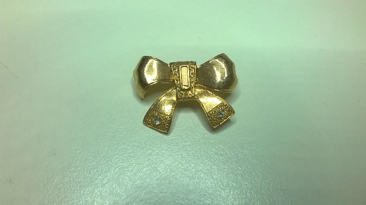 Joyeria: BROCHE DE SE&Ntilde;ORA, LAZO DORADO CON BRILLANTITOS - Foto 2