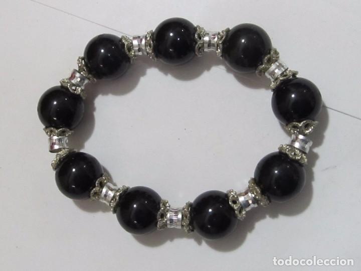 Joyeria: PULSERA FLEXIBLE PLATEADA CON PIEDRAS ONIX - Foto 2