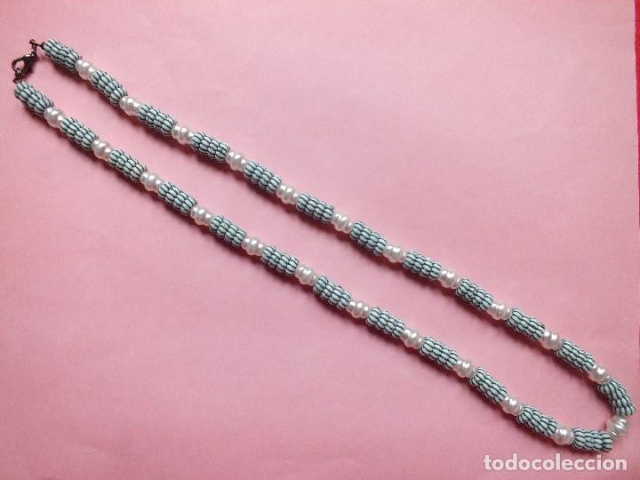 Joyeria: COLLAR DE CUENTAS DE VIDRIO RAYADO Y BOLAS DE PERLAS - Foto 4