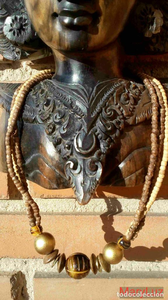 Joyeria: COLLAR DE MADERA. Sin usar. A&ntilde;os 90. - Foto 5