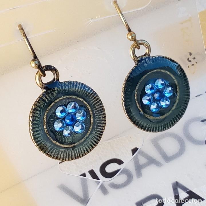 Joaillerie: PRECIOSOS PENDIENTES CIRCULARES EN DORADO ESMALTE Y CRISTAL AZUL ZAFIRO - ANTIAL&Eacute;RGICOS
