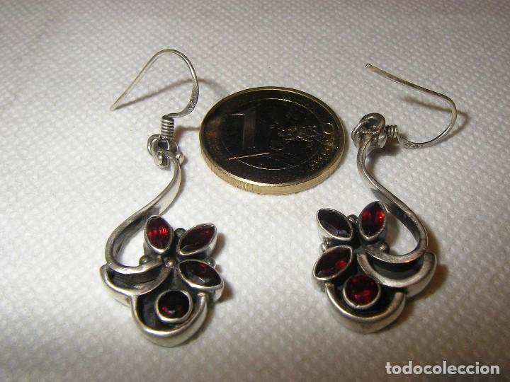 Joalharia: Pendientes de plata con granates, contraste 925.
