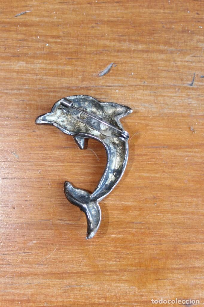 Joyeria: ANTIGUO BROCHE DELFIN EN PLATA - Foto 2