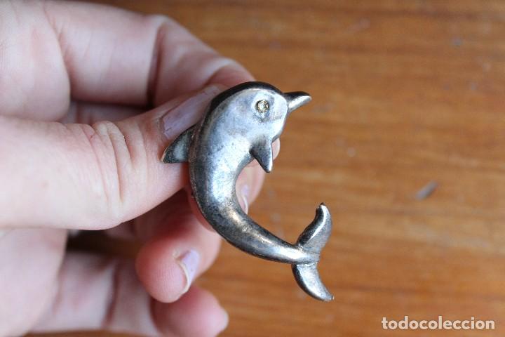 Joyeria: ANTIGUO BROCHE DELFIN EN PLATA - Foto 3