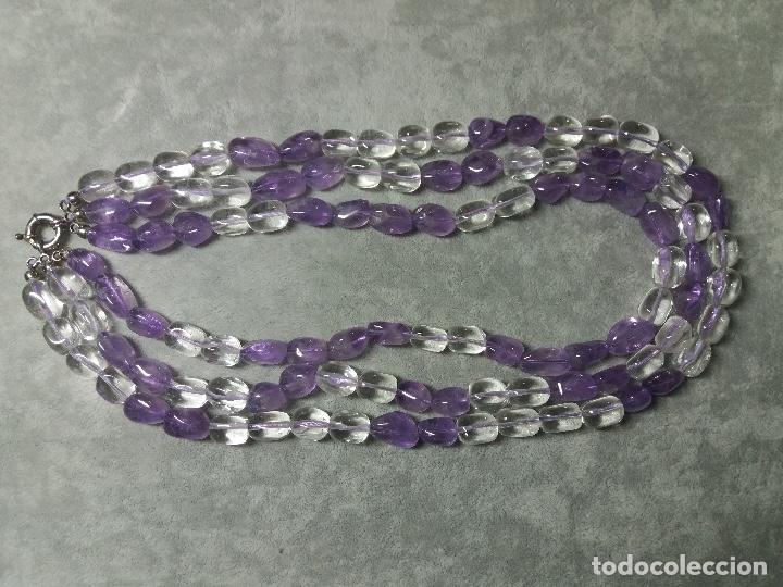 Gioielleria: collar de amatista y cuarzo blanco, montado en plata