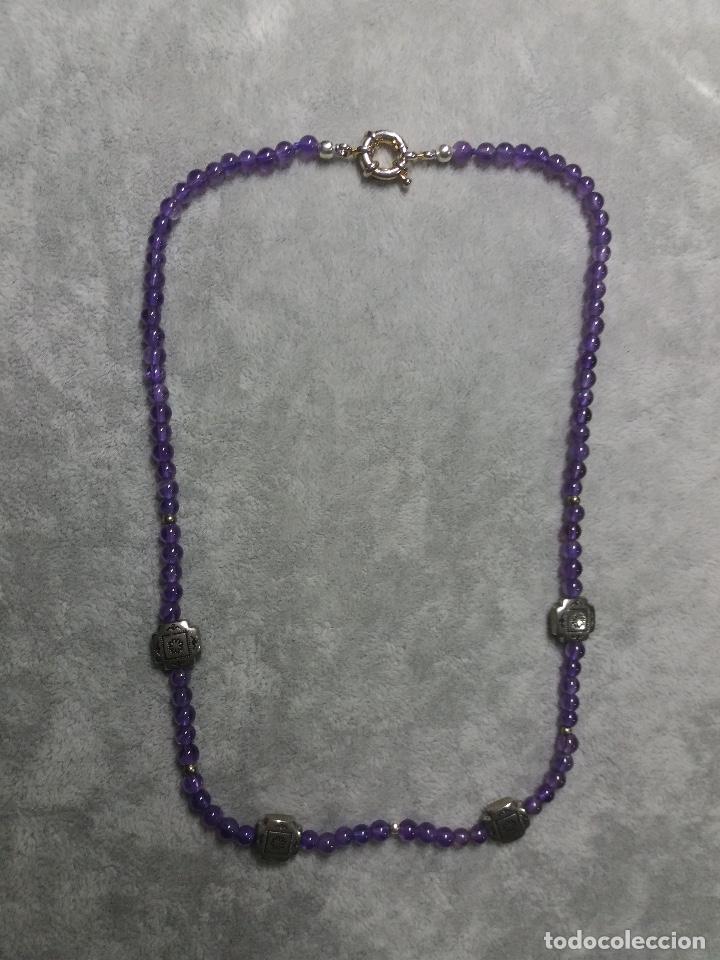 Gioielleria: collar de amatista montado en bisuter&iacute;a plateada