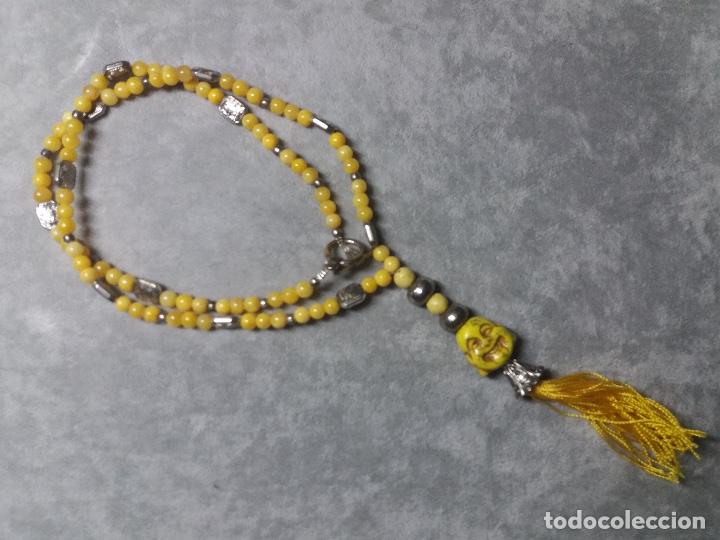 Gioielleria: collar de &aacute;gata amarilla con cabeza de Buddha/ bisuter&iacute;a