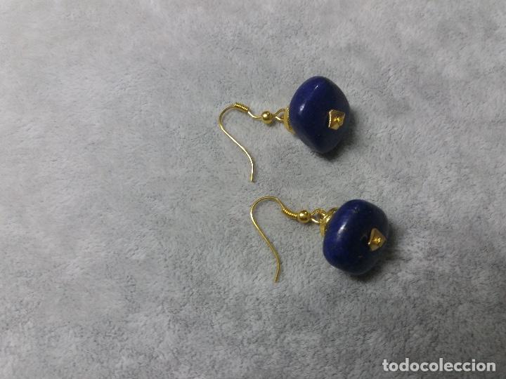 Joyeria: pendientes de lapis lazuli/bisuter&iacute;a dorada - Foto 1