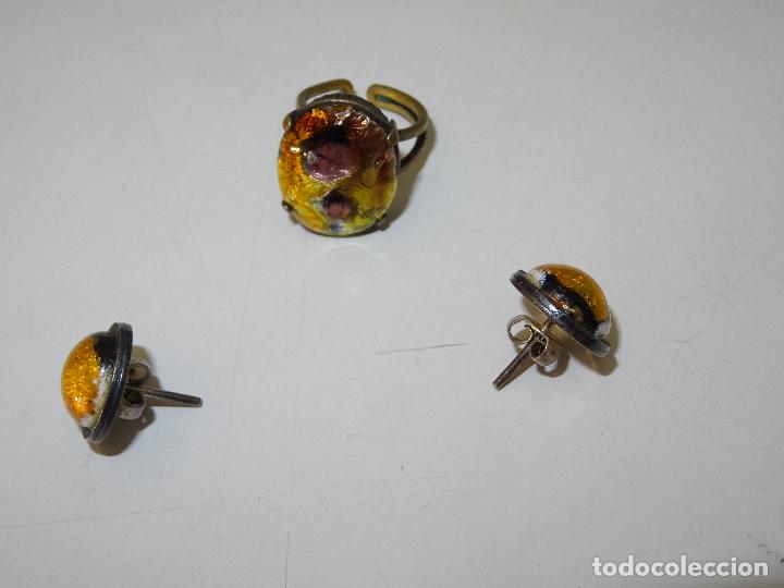 Joyeria: ANTIGUO CONJUNTO DE PENDIENTES Y ANILLO ESMALTADOS - Foto 5