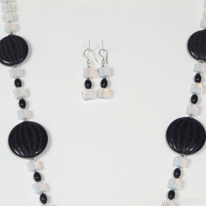 Joyeria: Juego collar 82 cm. y pendientes opalina y aventurina - Foto 2