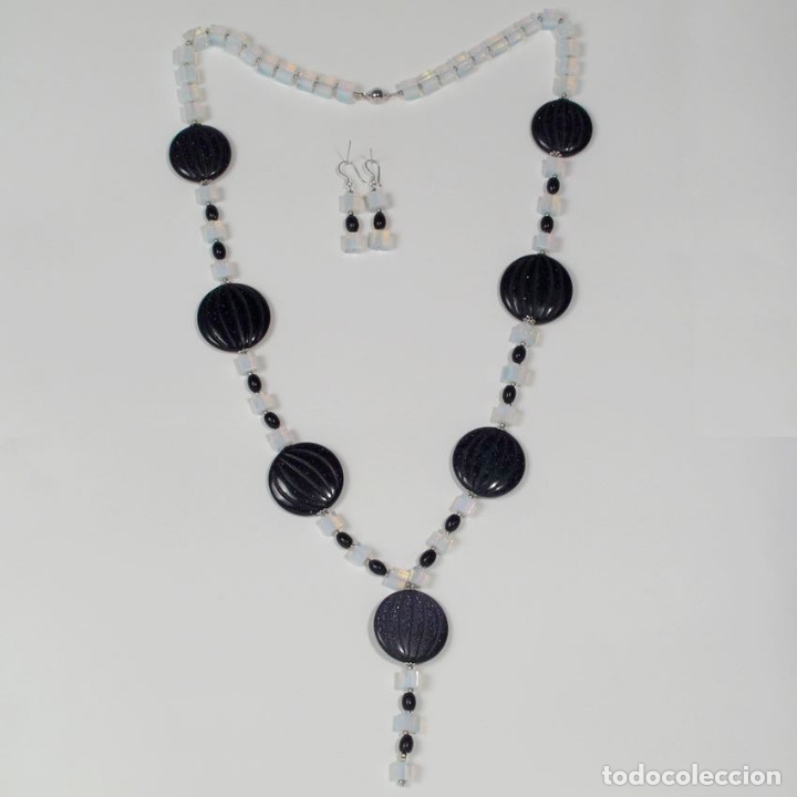 Joyeria: Juego collar 82 cm. y pendientes opalina y aventurina - Foto 3