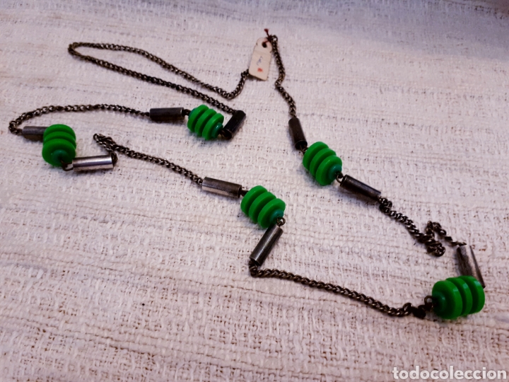 Joaillerie: Collar vintage original cuentas verdes pl&aacute;stico