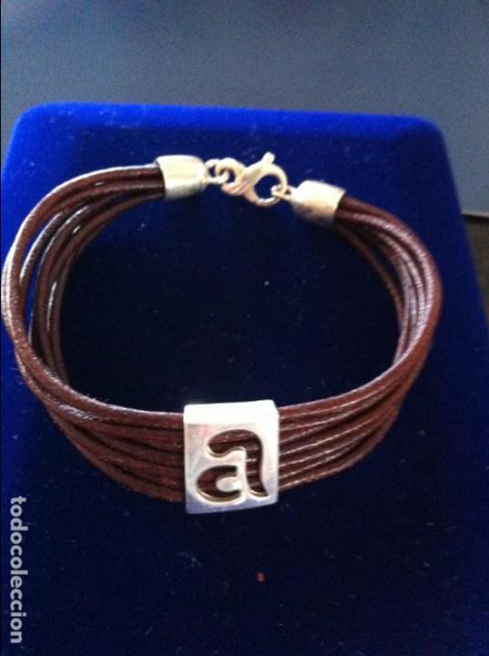 Joyeria: PULSERA DE CUERO Y PLATA DE LEY 925 CON LA LETRA A - Foto 1