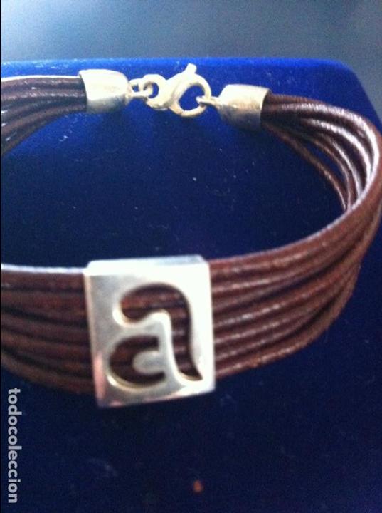 Joyeria: PULSERA DE CUERO Y PLATA DE LEY 925 CON LA LETRA A - Foto 2