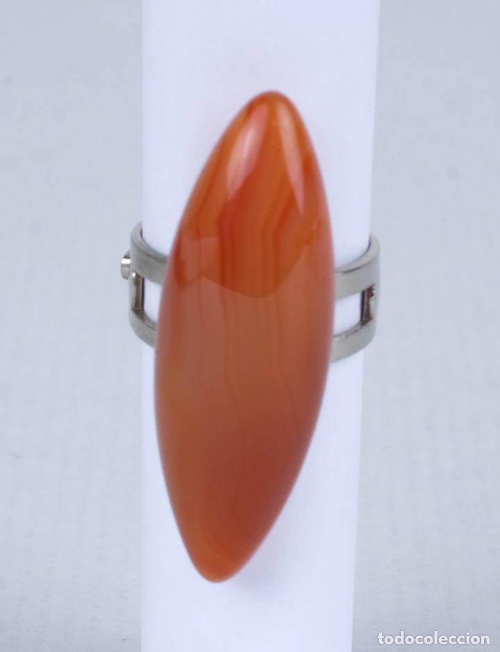 Joyeria: Anillo en metal plateado con piedra &aacute;gata - Foto 1