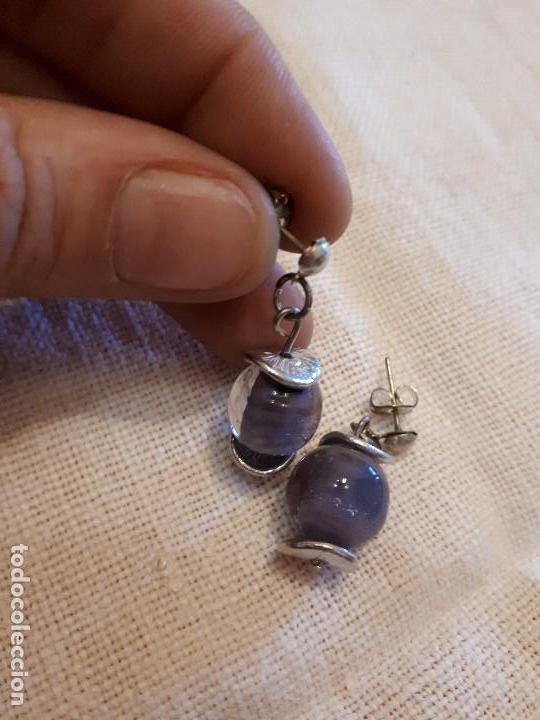 Joaillerie: Pendientes cuentas cristal malva y montaje plateado