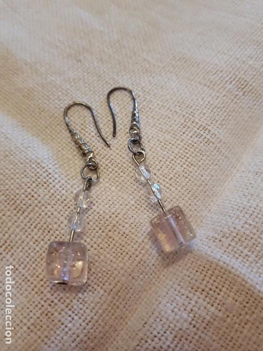 Joaillerie: Pendientes cuentas cristal rosa p&aacute;lido y transparente de montaje plateado