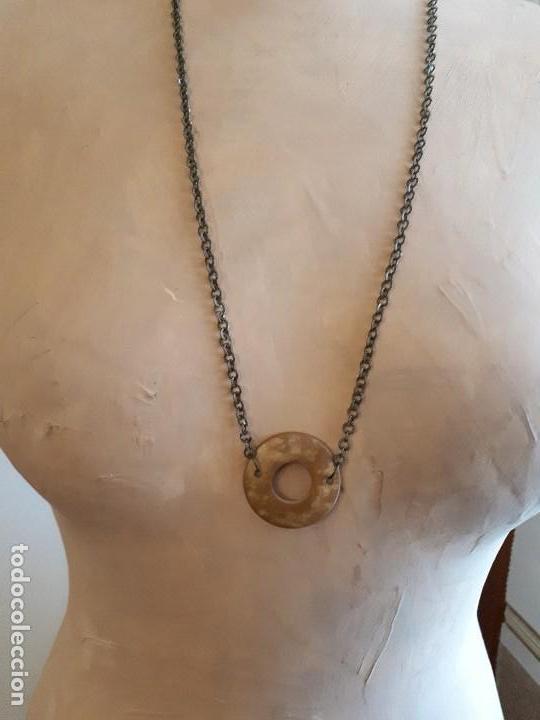 Gioielleria: Lote anillo y 2 collares fibra coco y cadena dorado antiguo