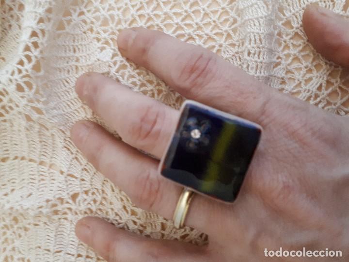 Joaillerie: Anillo ajustable montaje artesanal gres azul oscuro