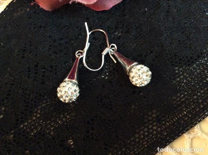Joyeria: Pendientes colgantes ba&ntilde;o de plata. - Foto 1