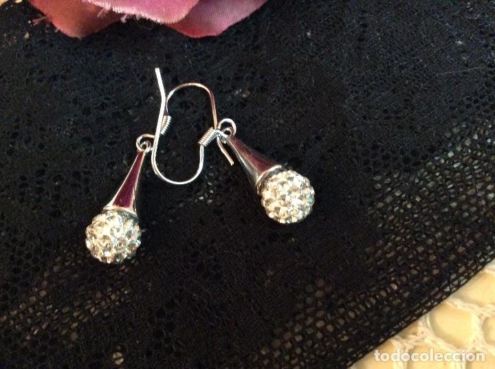 Joyeria: Pendientes colgantes ba&ntilde;o de plata. - Foto 2