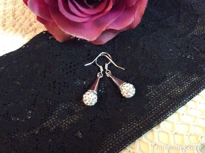 Joyeria: Pendientes colgantes ba&ntilde;o de plata. - Foto 3