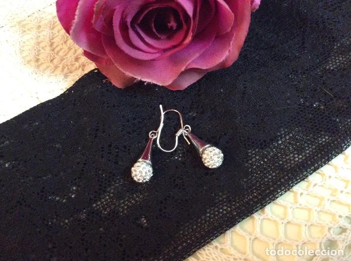 Joyeria: Pendientes colgantes ba&ntilde;o de plata. - Foto 4
