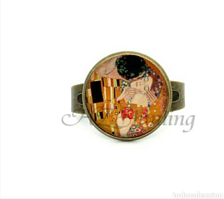 Joalharia: Anillo ajustable de bronce Klimt el beso