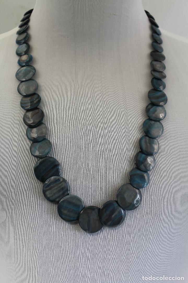 Joyeria: collar de discos de nacar azul - Foto 4