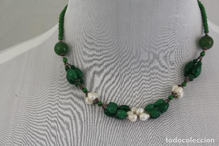 Joyeria: pulsera de agata verde con perlas
