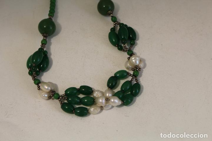 Joyeria: pulsera de agata verde con perlas - Foto 2