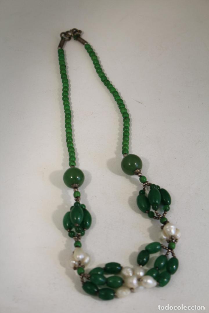 Joyeria: pulsera de agata verde con perlas - Foto 3