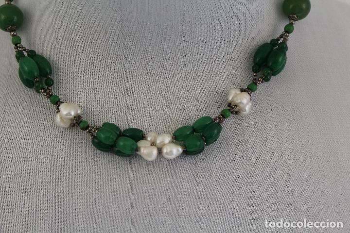 Joyeria: pulsera de agata verde con perlas - Foto 4