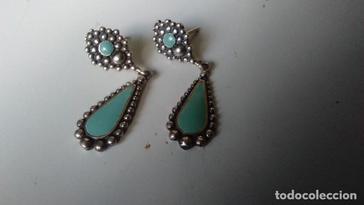 Joyeria: Pendientes de plata labrada y esmalte azul - Foto 2