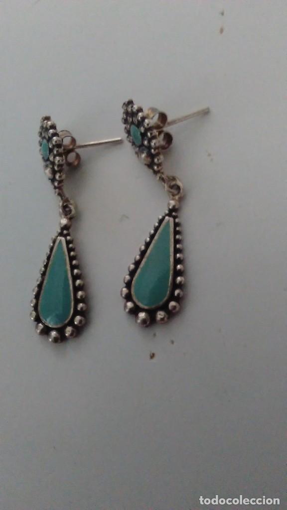 Joyeria: Pendientes de plata labrada y esmalte azul - Foto 5