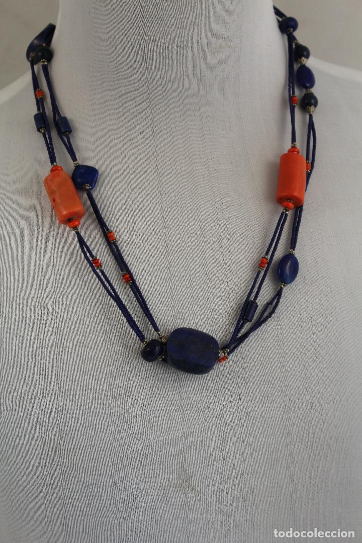 Joyeria: collar largo con lapilazuli y naranja - Foto 1