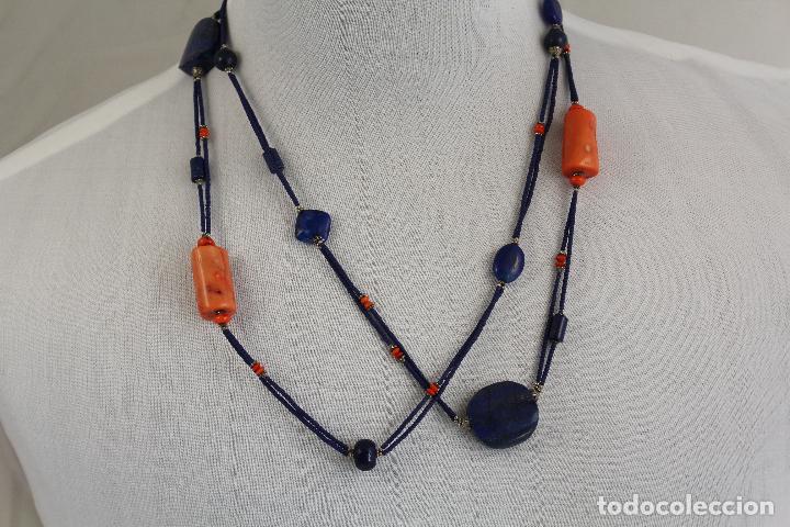 Joyeria: collar largo con lapilazuli y naranja - Foto 2