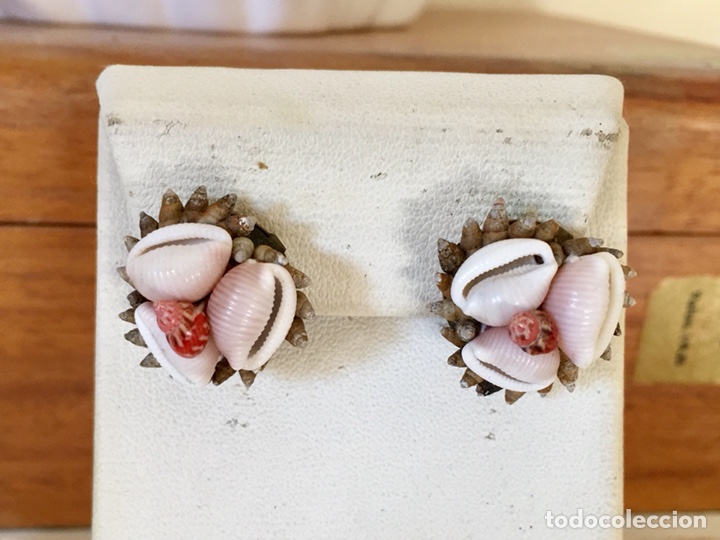 Joyeria: Pendientes vintage a&ntilde;os 40, conchas - Foto 4
