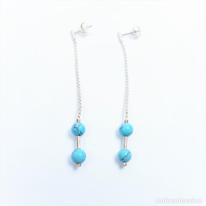 Joyeria: Pendientes largos en plata 925 con turquesas azul - Foto 1