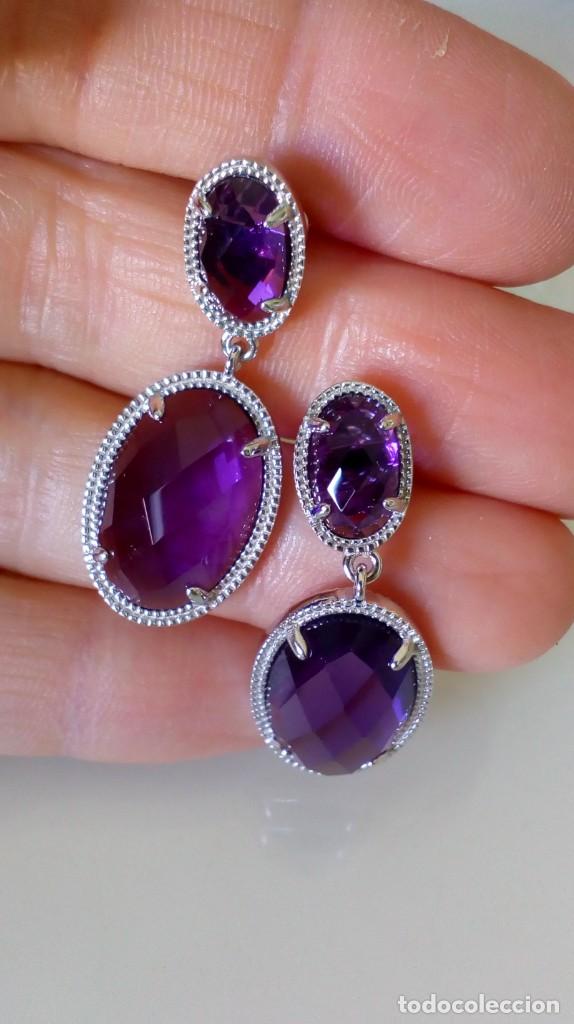 Joyeria: Pendientes de plata y s&iacute;mil amatistas - Foto 1