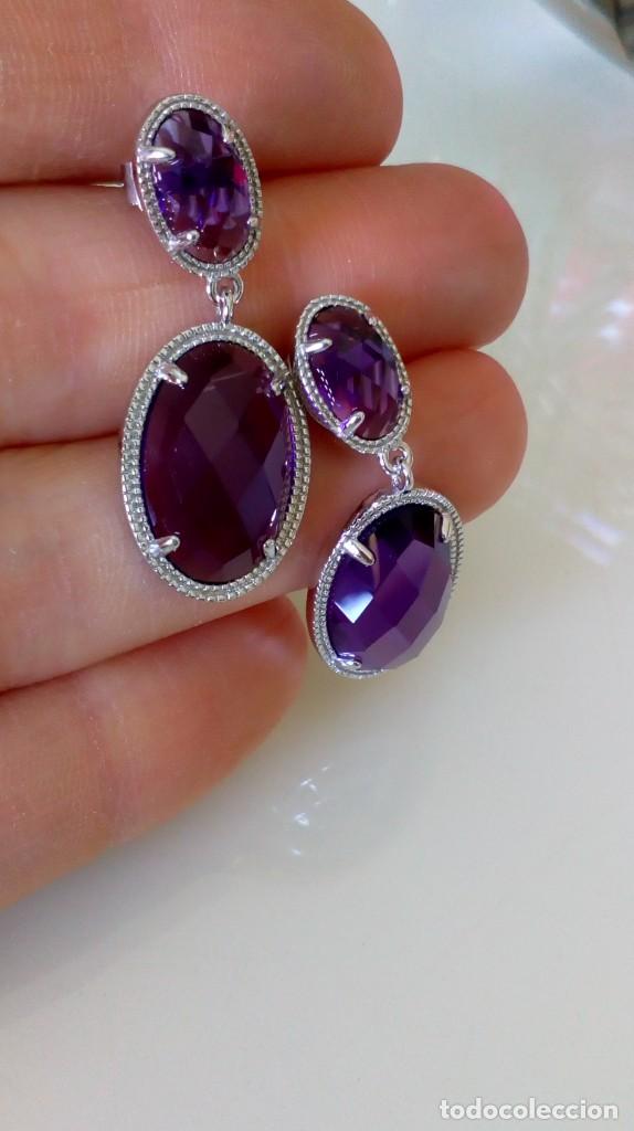 Joyeria: Pendientes de plata y s&iacute;mil amatistas - Foto 2
