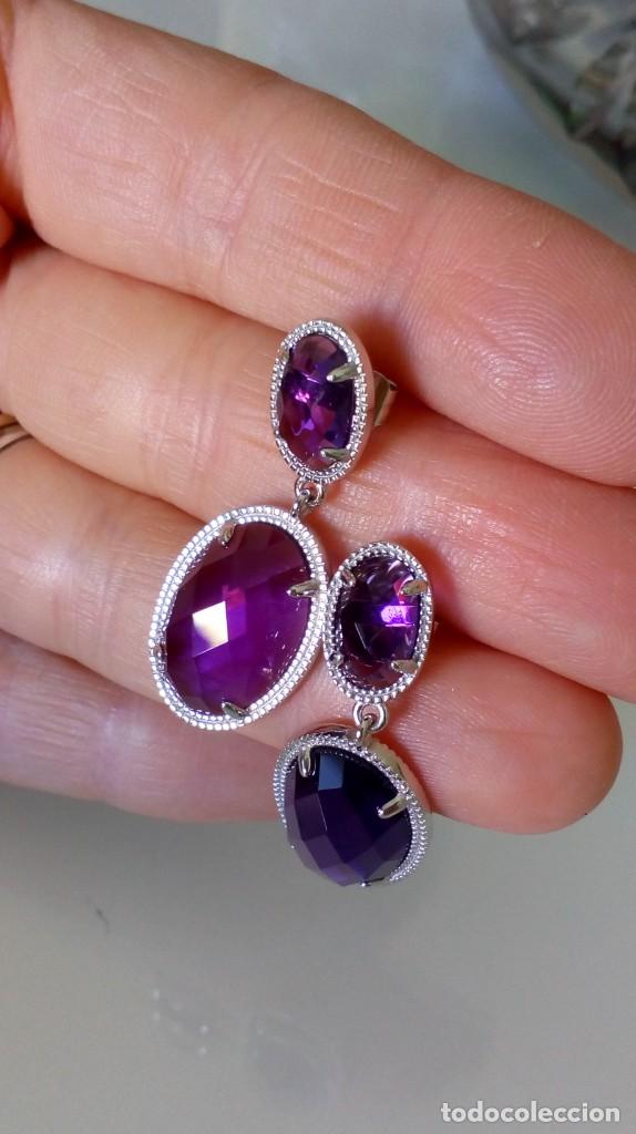 Joyeria: Pendientes de plata y s&iacute;mil amatistas - Foto 3