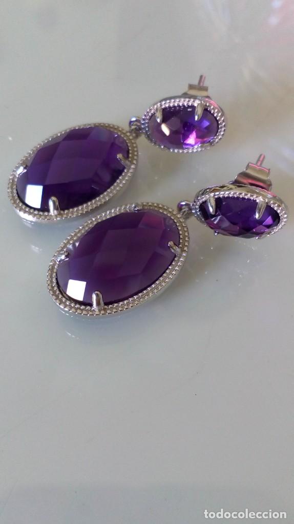 Joyeria: Pendientes de plata y s&iacute;mil amatistas - Foto 4