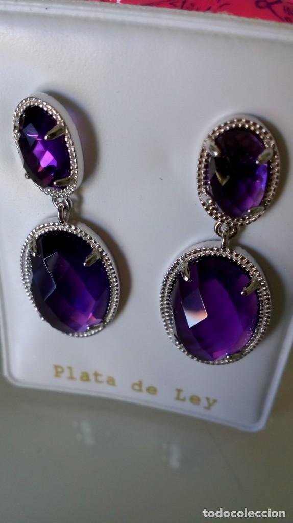 Joyeria: Pendientes de plata y s&iacute;mil amatistas - Foto 5